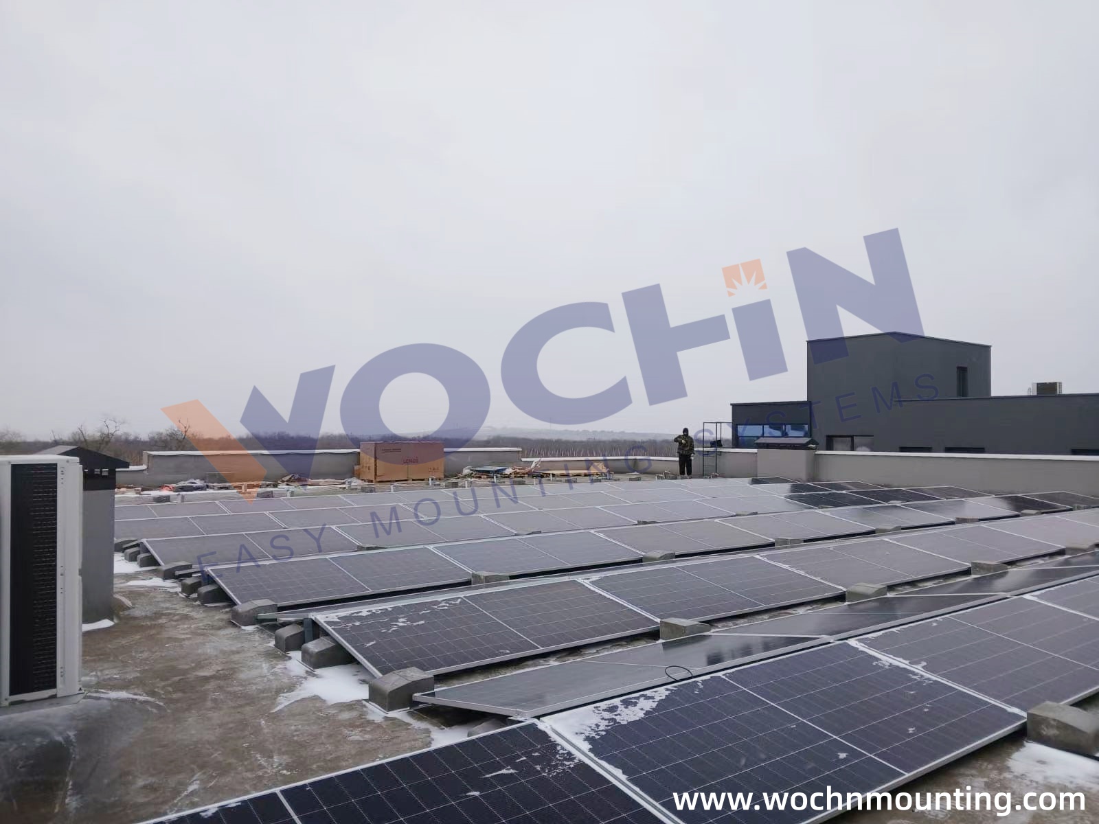 Solar plant installed In flat roofs in Romania- ECO Pro Mount System used