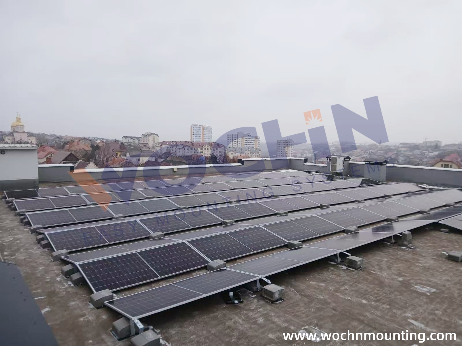 Solar plant installed In flat roofs in Romania- ECO Pro Mount System used