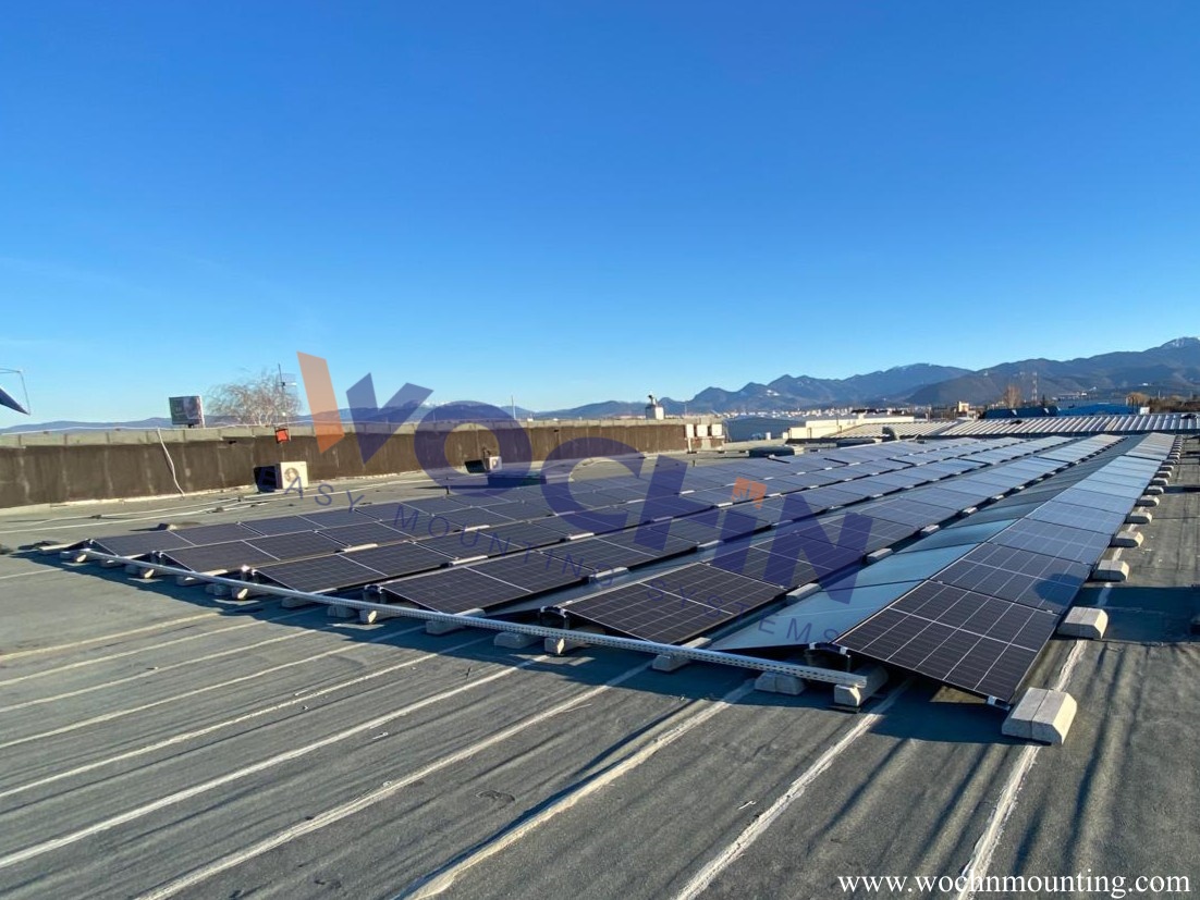 Solar plant installed In flat roofs - ECO Pro Mount System used