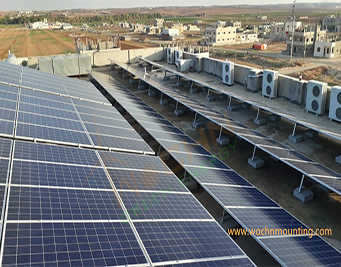 Solar plant installed In flat concrete roofs in Mid East Area- PAT Mount System used