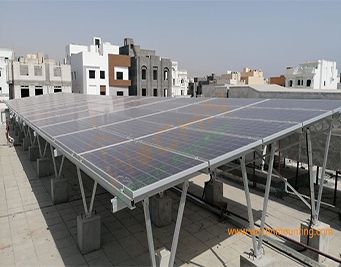 1.5MW solar plant installed in 15 separate flat concrete roofs in Kuwait - AW Mount System used