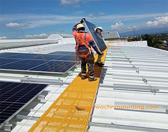 100KW Standing Seam Roof Solar System in Costa Rica – 23# Standing Seam Clamp with Ground Rail