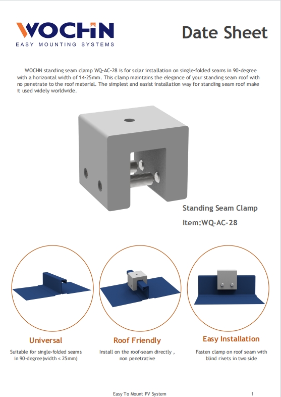 WOCHN  Standing Seam Clamp 28#  Data Sheet