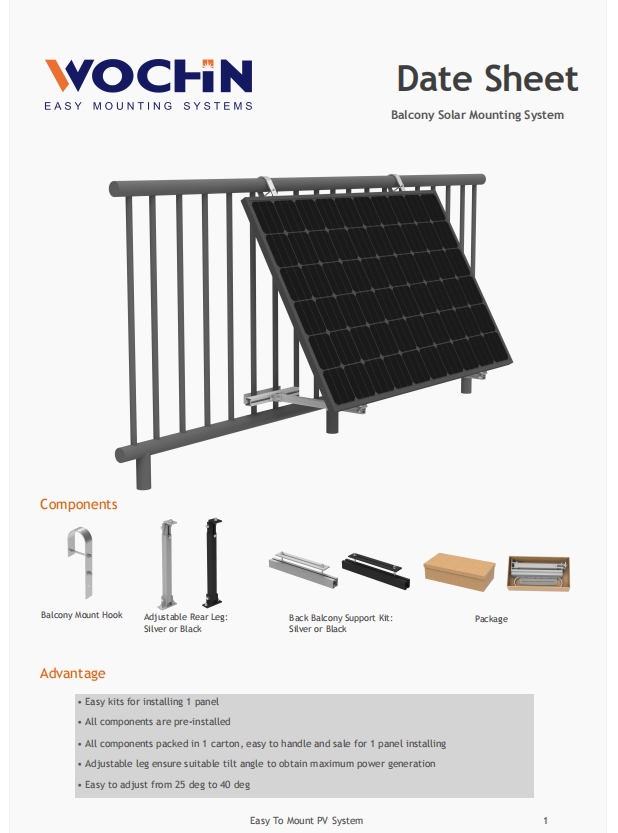 WOCHN Balcony Solar Bracket System Data Sheet