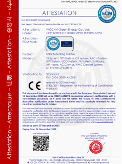 WOCHN Solar Mounting CE Certificate
